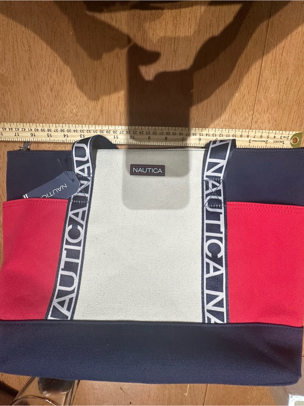 Nautica Men’s Fold-Over Clutch Pouch in Navy, Red & White